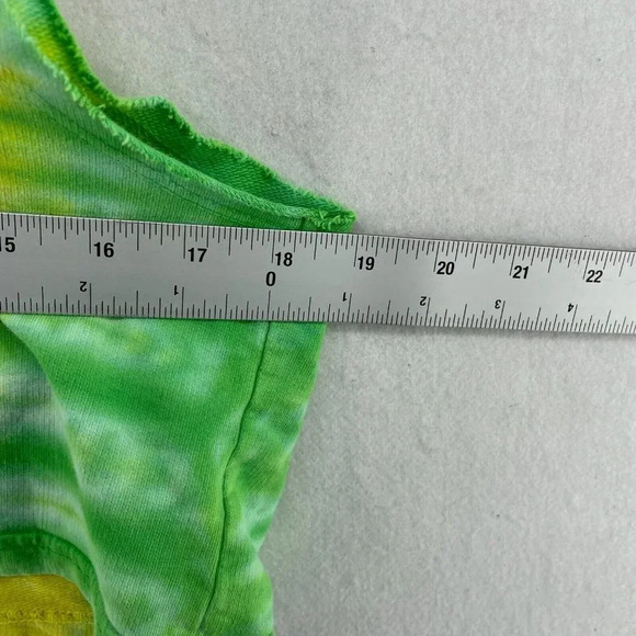 San Diego Tank Top Women's Sm Yellow Blue Tie-dye Boxy Cropped Hooded Drawstring - Picture 3 of 10